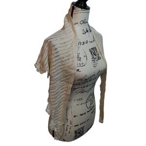 Liz Claiborne Cream Knit Shawl Shrug Cottagecore Grandmacore Size OS